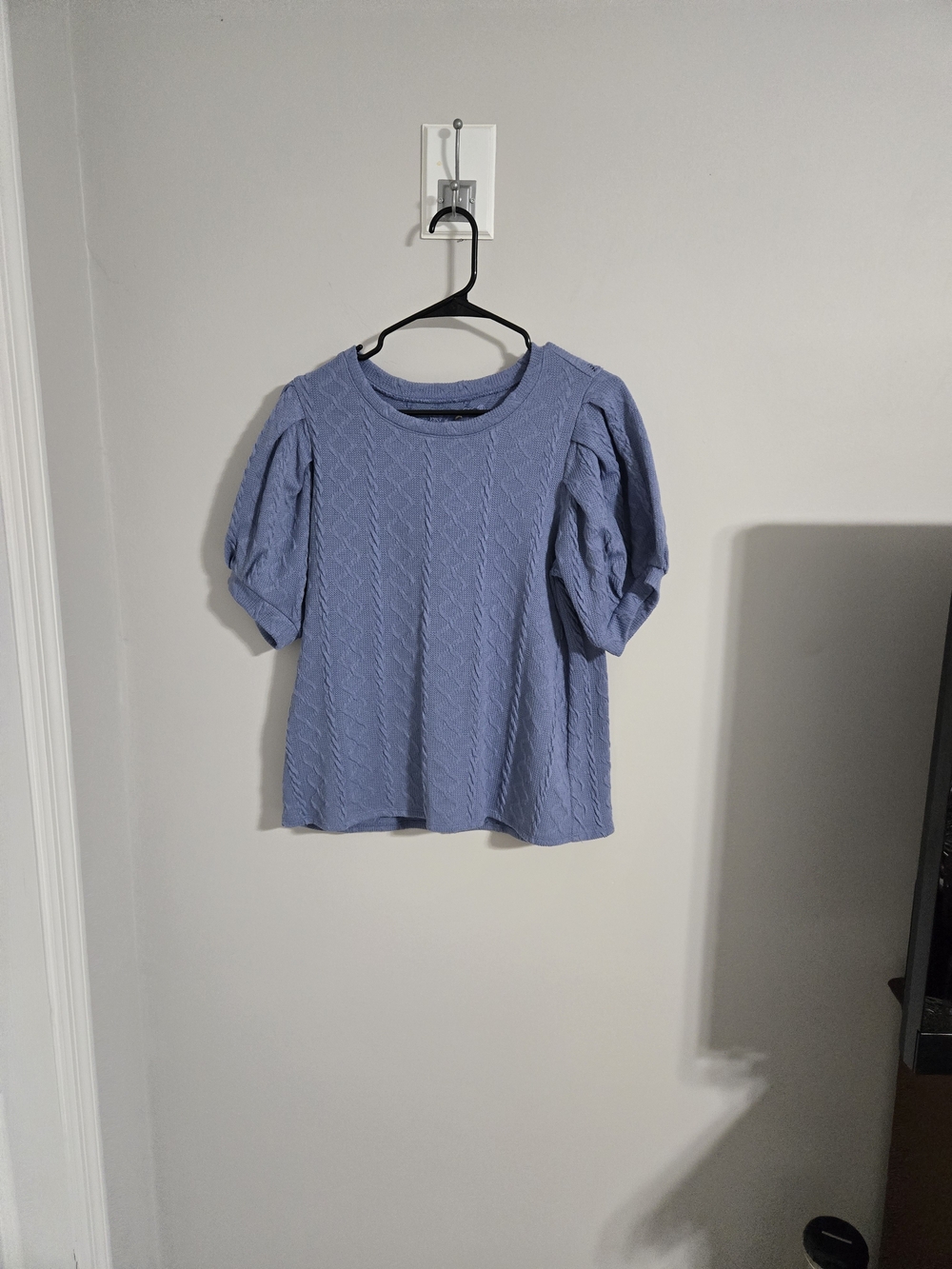 Cupio Puff Sleeve Knit Top - Periwinkle